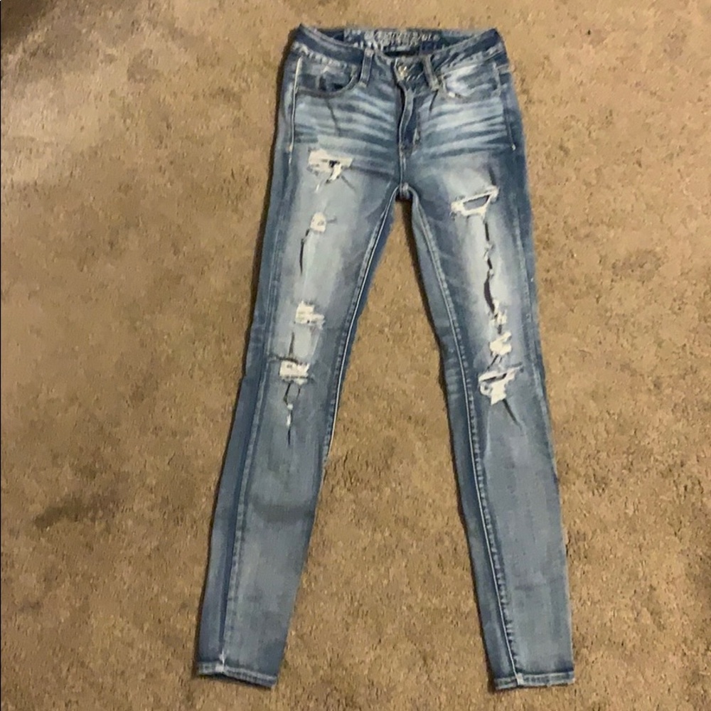 American eagle high-waisted distressed jeans